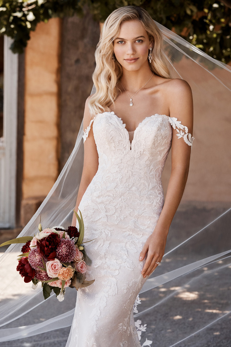 Bespoke Lace Gown with Dramatic Shaped Train Reba