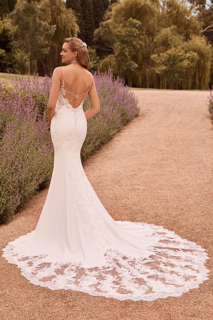 Sexy Crepe Wedding Dress with Lace Train Monique