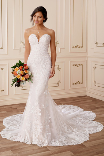 Bespoke Lace Gown with Dramatic Shaped Train Reba