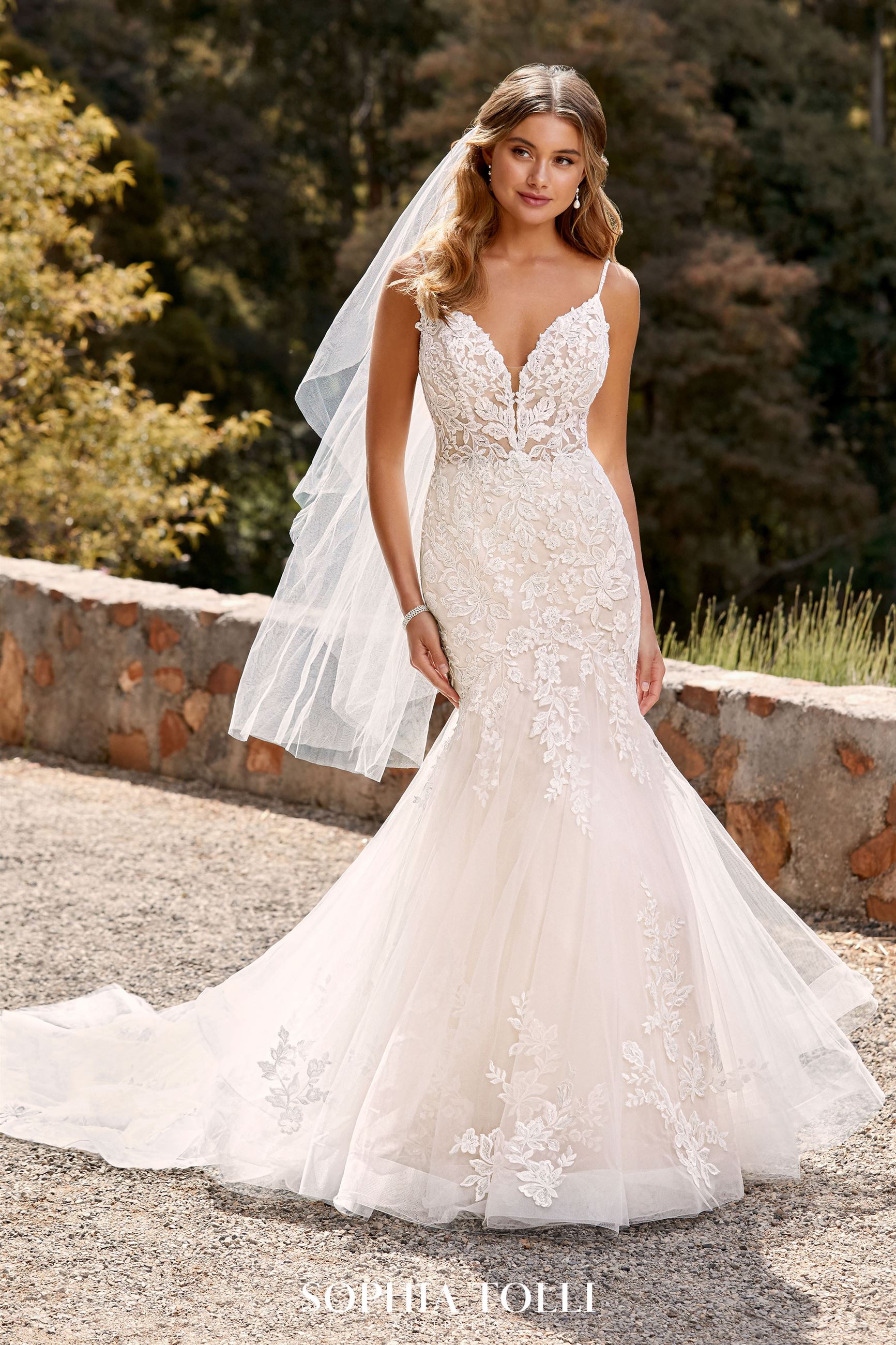 Stunning Mermaid Gown with Floral Details Skylar