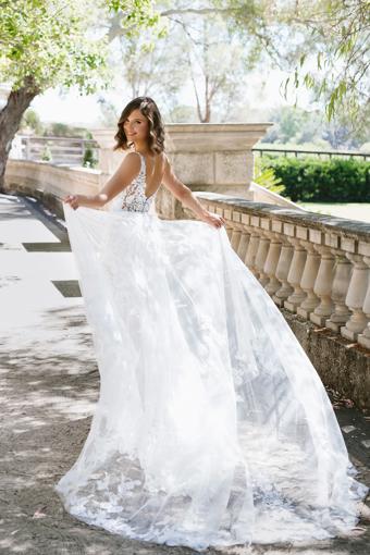 Modern Floral Wedding Gown with Overskirt